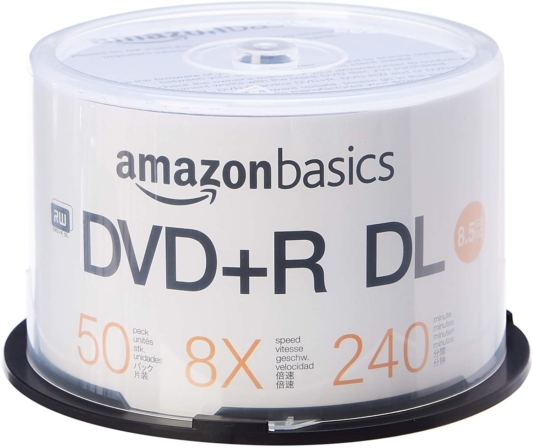 DVD vierge - AmazonBasics PFD+R08C50ABM DVD+R DL – Pack de 50