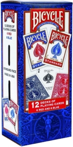  - Bicycle- Lot de 12 jeux de cartes standard bleu et rouge :