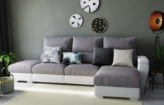 Canapé d'angle gris et blanc - SYDNEY