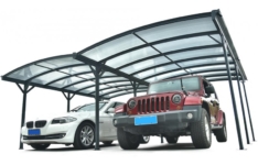 Carport double en aluminium anthracite et polycarbonate X-Metal