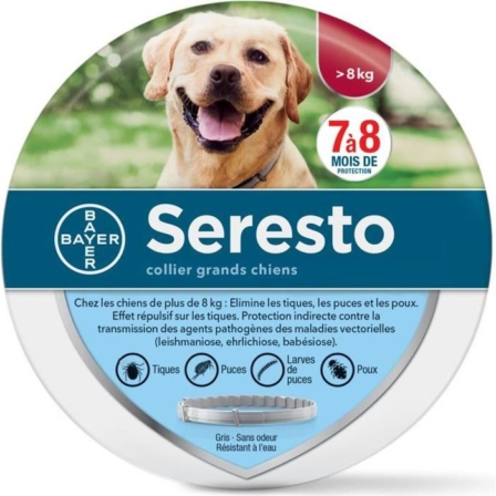 anti-puces pour chien - Collier anti-puces et anti-tiques pour grands chiens Seresto