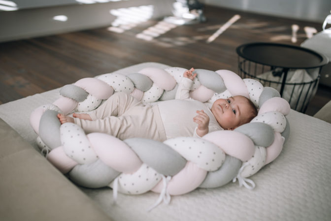 babybay® Tour de lit traversin enfant tressé blanc 200 cm