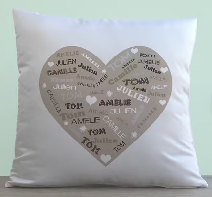 coussin personnalisé - Coussin personnalisé - Coeur Famille
