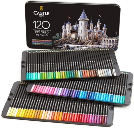 crayons de couleurs - Crayons de couleurs d’artiste Castle Arts – 120 pièces
