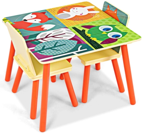 table et chaises pour enfant - Ensemble table et chaises Goplus avec motifs animaliers