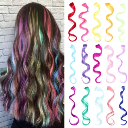 extension de cheveux - Extensions cheveux bouclés synthétiques et multicolores YMHPride