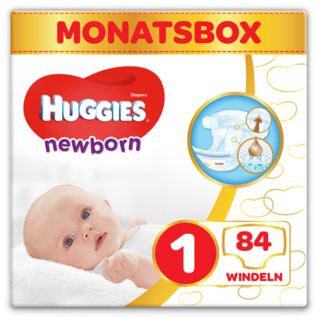 Huggies Newborn Baby 0 m T. 1 (84 pièces pack mensuel)