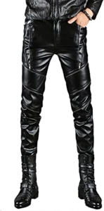  - Idopy – Pantalon de motard en cuir synthétique noir