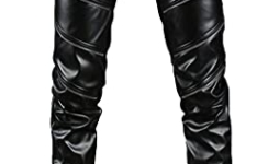 pantalon en cuir - Idopy – Pantalon de motard en cuir synthétique noir
