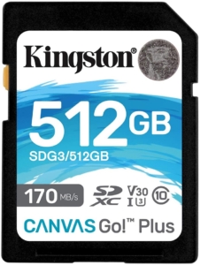  - Kingston – Carte 512GB SDXC Canvas Go Plus 170R C10 UHS-I U3 V30