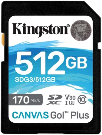 carte SD 512 Go - Kingston – Carte 512GB SDXC Canvas Go Plus 170R C10 UHS-I U3 V30