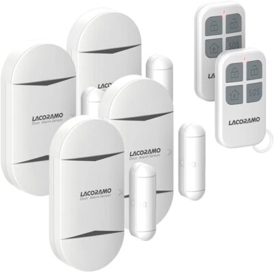 alarme maison sans fil - Lacoramo - 4 capteurs portes et fenêtres et 2 télécommandes