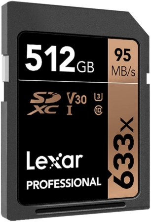 carte SD 512 Go - Lexar - Carte Professional 633x 512 Go SDXC UHS-I
