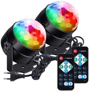  - Lunsy – Lot de 2 boules stroboscopiques à LED RVB