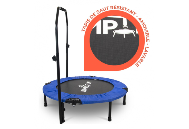 trampoline fitness - Mini Trampoline Fitness Jump4fun Pliable Double-Bar - 92cm, Bleu