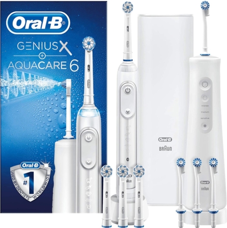 brosse à dents électrique avec jet d'eau - Oral-B Genius X + Aquacare 6