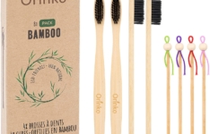 Orinko – Lot de 4 cure-oreilles et 4 brosses à dents en bambou