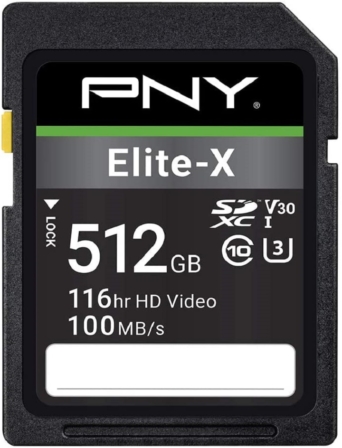 carte SD 512 Go - PNY Elite-x SDXC Card 512GB Class 10 UHS-I U3 100MB/S