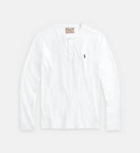 - Polo Ralph Lauren – T-shirt manches longues à col tunisien en coton
