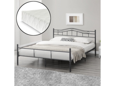 lit 200x200 - En Casa - Cadre de lit en métal double sommier à lattes avec matelas