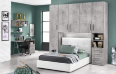 Dafne Italian Design - Chambre à pont avec lit blanc une place et demie