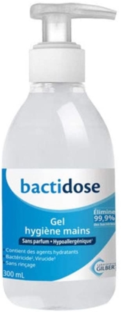 gel hydroalcoolique - Gilbert Healthcare Bactidose - 300 mL