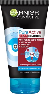 masque anti-points noirs - Garnier SkinActive Pure Active 3 en 1 Charbon