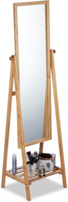 miroir sur pied - Relaxdays - Miroir sur pied en bambou