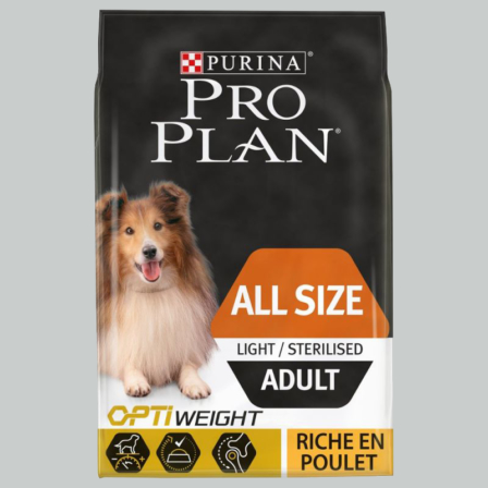 croquettes pour chien stérilisé - Purina Pro Plan all sized adult light/sterilised