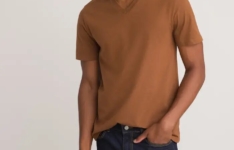 La Redoute – T-shirt col V manches courtes en coton bio