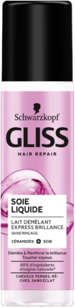 démêlant cheveux - Schwarzkopf - Lait démêlant Gliss Express Brillance