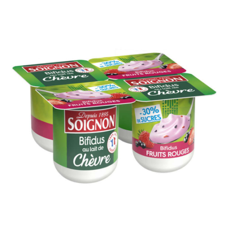 yaourts aux probiotiques - Soignon – Yaourt au lait de chèvre, Bifidus fruits, rouges