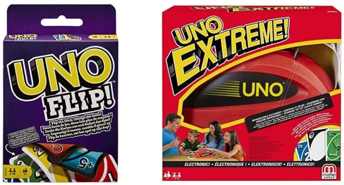 jeu de société stratégie - Uno Flip + Uno Extreme Mattel Games