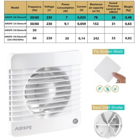 ventilation de salle de bain - Ventilateur 100 mm 78 m³/h Airope
