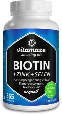 complément biotine - Vitamaze® - Biotin 10000 mcg + Sélénium + Zinc