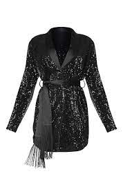 robe bazzer - Robe Blazer noire à sequins