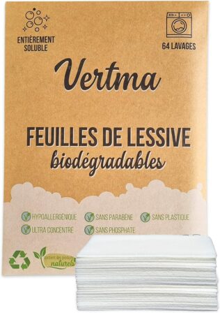 lessive bio écologique - Vertma Feuilles de lessive biodégradables