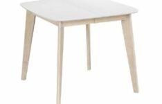Miliboo - Table à manger extensible scandinave carrée blanche et bois L90-130 cm LEENA