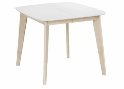  - Miliboo – Table à manger extensible scandinave carrée blanche et bois L90-130 cm LEENA