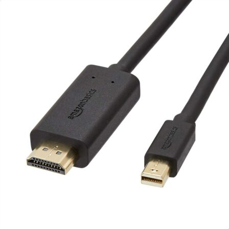 câble HDMI sur Amazon - <strong>Amazon Basics Mini Câble DisplayPort vers HDMI 1,83 m</strong>