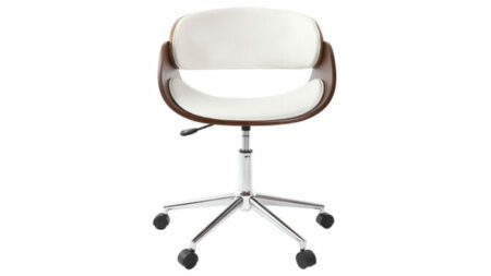  - Chaise de bureau design blanc et bois clair Walnut
