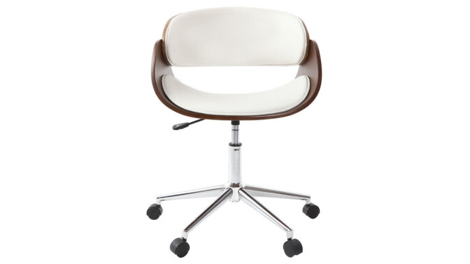 Chaise de bureau design blanc et bois clair Walnut