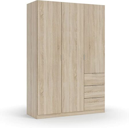 armoire - Armoire à 3 portes et 3 tiroirs chêne canadien ‎Habitatdesign
