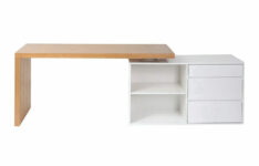 bureau blanc et bois - Bureau design modulable blanc brillant et frêne New Max