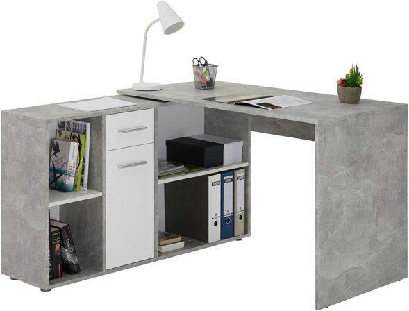 Table de bureau d’angle avec tiroir