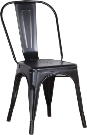 Chaise en métal noire pour salle à manger