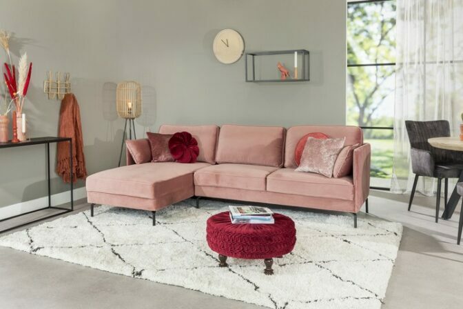 Canapé d’angle rose poudré
