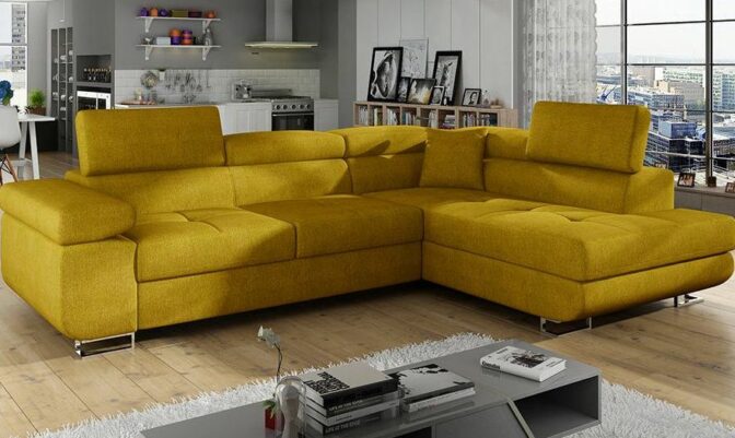 Le canapé d'angle gauche jaune