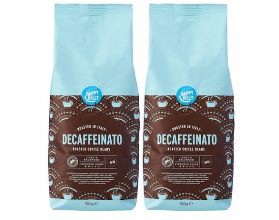 café en grain décaféiné - Amazon Happy Belly – Café en grains décaféinés