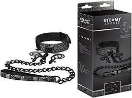 collier BDSM - Steamy Shades-Collier+laisse+pince à tétons